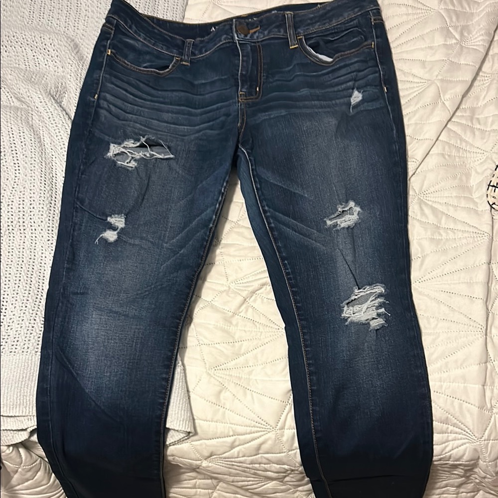 Women's Distressed Blue Jeans